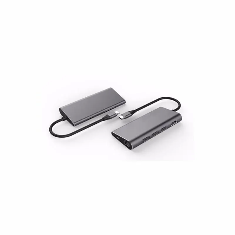 Multifunktionaler 8-in-1-USB-C-Hub, dreifacher USB 3.0-HDTV-Audio-SD-TF-Kartenleser, RJ45-Ethernet-Adapter für MacBook-Tablet