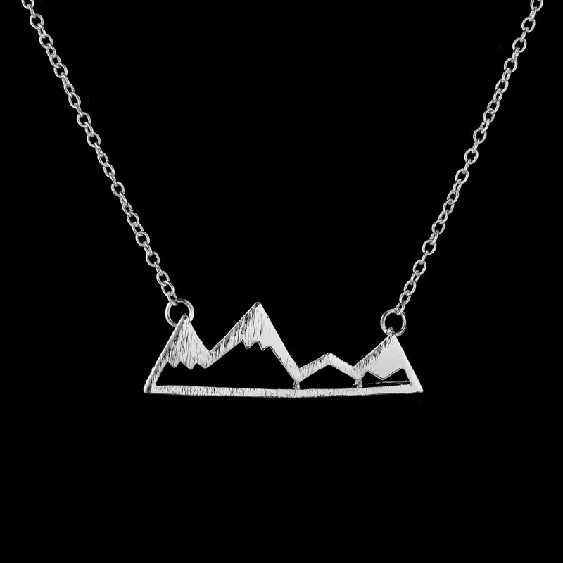 Fashionable mountain peaks pendant necklace geometric landscape character necklaces electroplating silver plated necklaces gift fo9179092