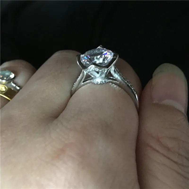2017 Moda Estilo Flor de Prata Esterlina 925 anel 3ct CZ Diamante Diamante Cz anel de noivado de casamento anéis para as mulheres homens jóias
