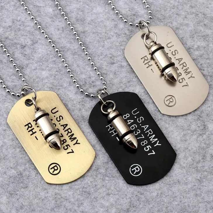 Creative bullet military pendant for men high street wear hip hop jewelry necklace for men fashion men chains 