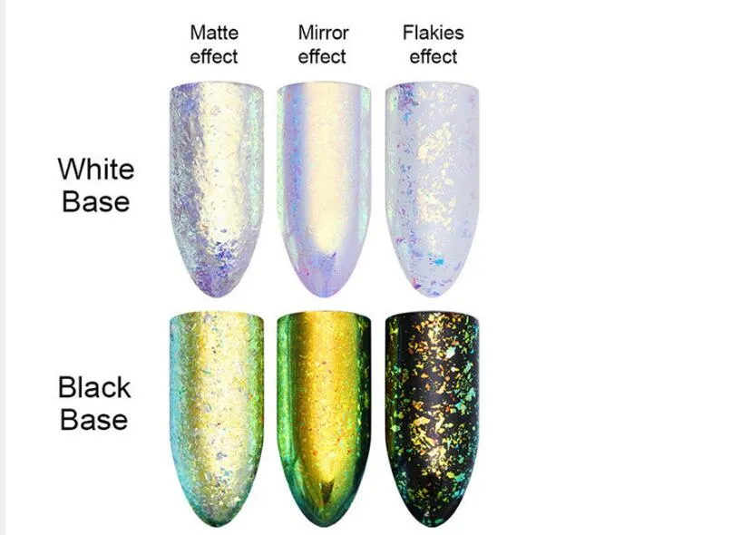 Caméléon Chaud Neon Nail Glitter Mirror Iridescent Nail Sequins AB Couleur Chrome Nail Art Pigment pour UV Gel Polish