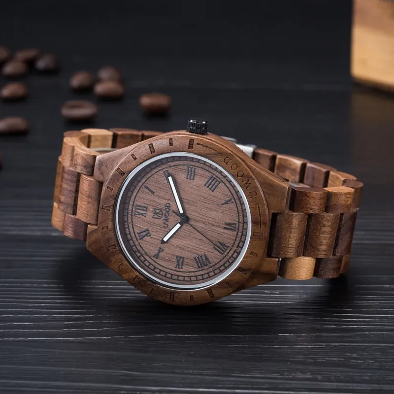 Nytt topp varumärke Uwood Men's Wood Watches Men and Women Quartz Clock Fashion Casual Wood Strap Wrist Watch Man Relogio246L