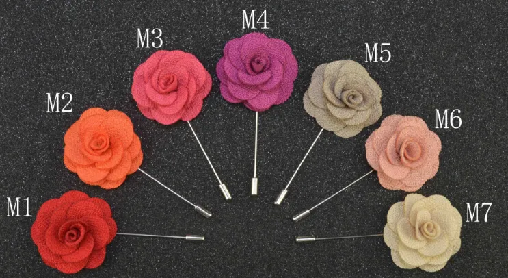 Pins Brooches Handmade Beaded Flower Felt Flower Lapel Pin Boutonniere 14 Colors Stick Pin Garment accessories pin Free Shipping