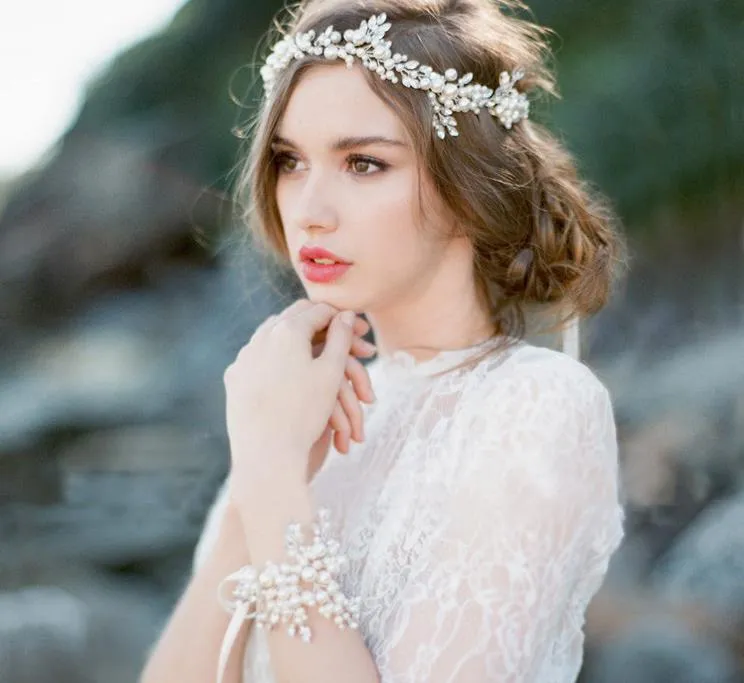 Perle Hochzeit Hochzeit Frontletglas Tiara Haarband