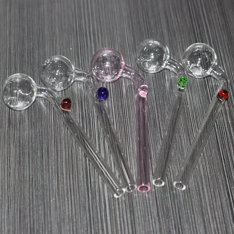 5.5 Inch Curved Glass Oil burners Glass Bong Water Pipes with different colored glass balancer for smoking