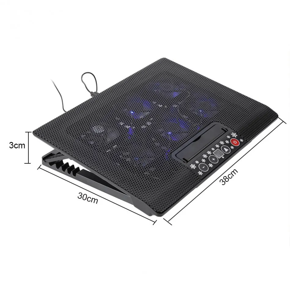 Universal Under 17inch Laptop Notebook Cooler Cooling Pad Base USB Fans Adjustable Angle Mounts with Holder Stand 