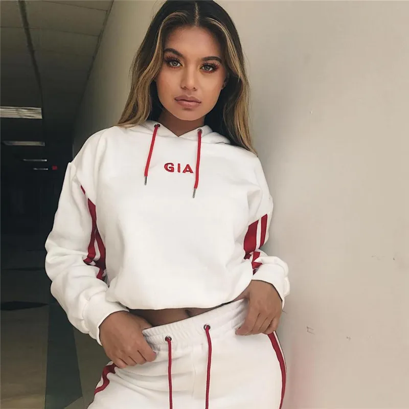 Spring Sexy Tracksuits Stpried Printed Women Sport Wear Women Casual Suit Sweet Sweatshirt With Long Pant Set