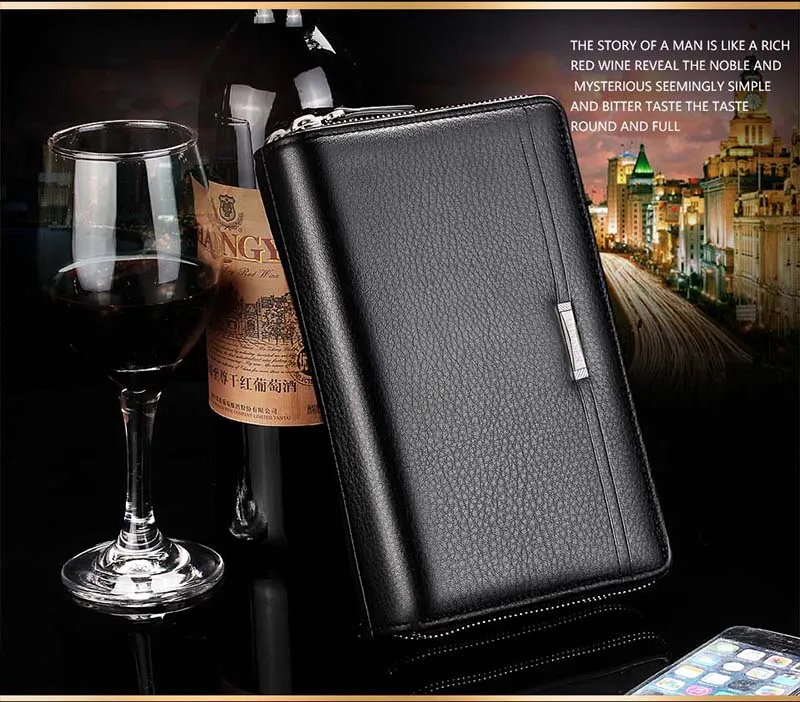 Business Wallet Men Purse Clutch Luxury Portfolio Money Clip Coins Pocket High Capacity Casual Holders Wallets Phone Bag