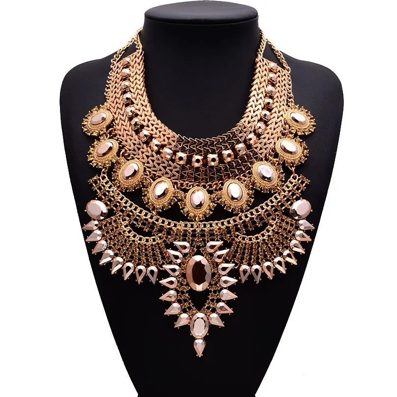 Luxury Flower Bib Crystal Necklace Boho Collar Necklace For Women Costume Jewelry Christmas Gift 4998485