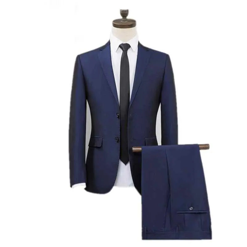 2018 Homens Ternos Slim Fit Azul Marinho Ternos De Casamento Noivo Smoking Business Custom Made Formal Do Noivo Blazer Prom Melhor Homem (Jacket + Calças)