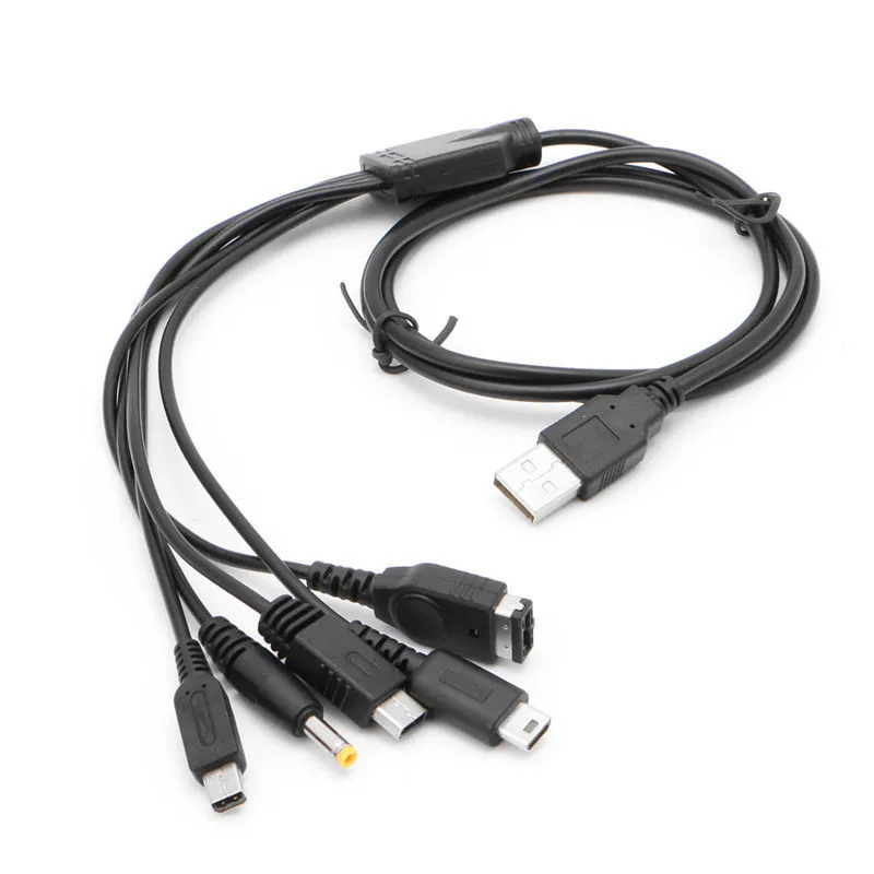 Game player 5 in 1 USB Charger Power Charging Cable for Wii U NEW 3DS LL DSi XL DS Lite PSP 1000 2000 3000 GBA SP DHL FEDEX UPS 