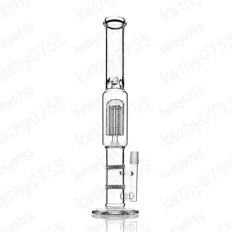 손을 똑바로 튜브 bongs 물 파이프를 두 번 벌집 percolator 흡연 파이프 터빈 6 나무 팔 fliterers 18.8mm 공동 날린