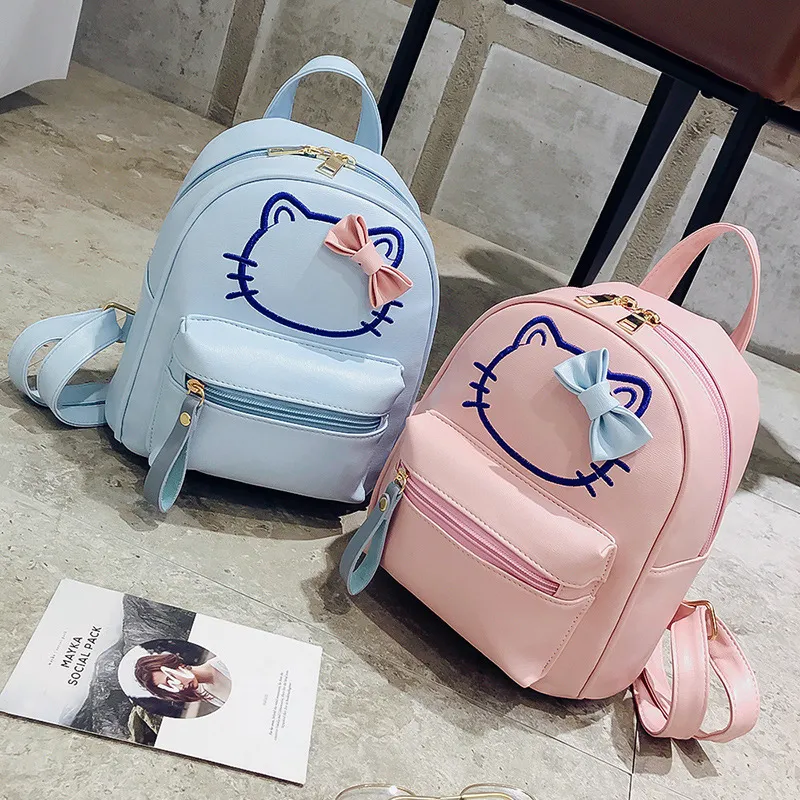 2018 Niños Hombros Bolsas Niñas Moda Coreana Lindo Gato Bowknot Mochila  Estilo Preppy Simple Bolsas Escolares Adolescentes Viajes Compras Mochilas  De 16,09 €