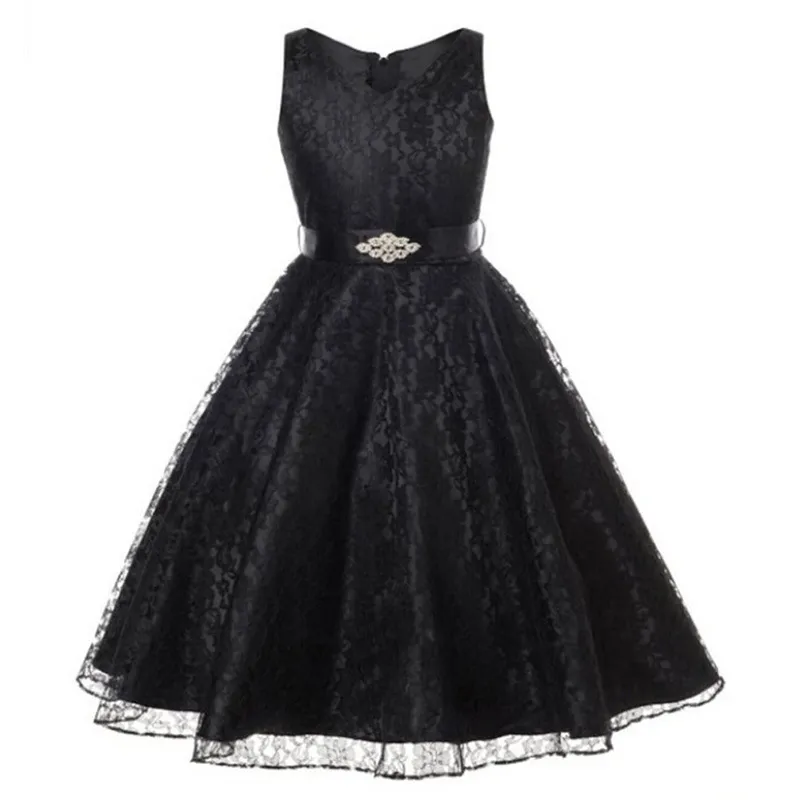 Simple Overall Lace Flower Girl Dress with Sash