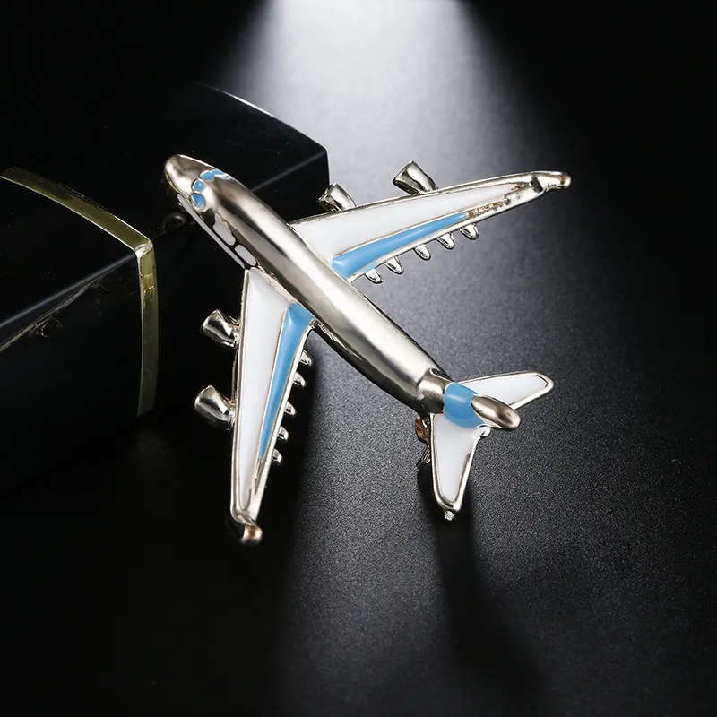 10 sztuk Cute Little Airplane Broszka Niebieski Czerwony Emalia Silver-Color Metal Brooches Pin Fighter Samolot Model Biżuteria