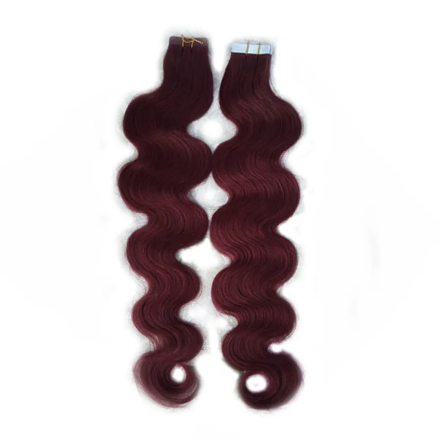 Remy Tape Hair Extensions 40 Opiece skóry wątku włosów 20 „22” cena fabryczna 100% ludzkie przedłużenie włosów fala ciała