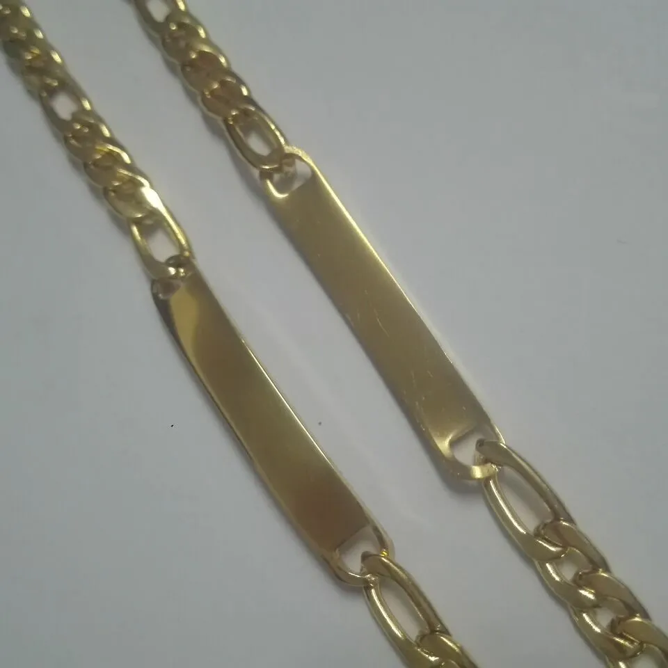 thin 4.5mm 22cm 8.66 inch women mens Fashion Stainless steel in bulk Gold figaro Link chain bracelet bangle Jewelry