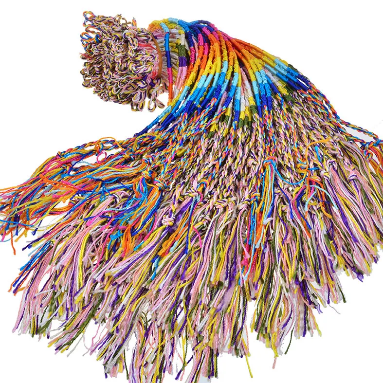 Barato de lujo de las mujeres coloridas Infinity String Wrap pulsera hecha a mano cordón trenzado hilo trenzado cuerda brazalete para joyería de niña a granel