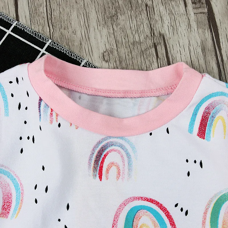 Barnkläder 2018 Vår Bomull Baby Girls Rainbow Kläder Set Nyfödda Långärmade Toppar T-shirt + Långbyxor 2st Tjejer Outfits Set Toddler