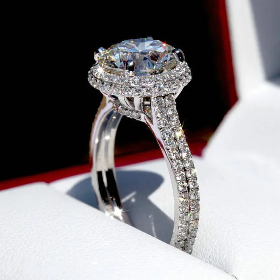 Mode Romantique 925 Standard Sterling Silver Diamond Engagement Bague de fiançailles Love Diamond Ring Taille 6 7 8 9 10