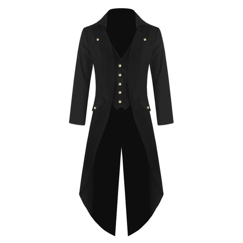 New Men Outwear Steampunk Vintage Jaqueta de inverno gótico gótico vitoriano casaco de vestido uniforme