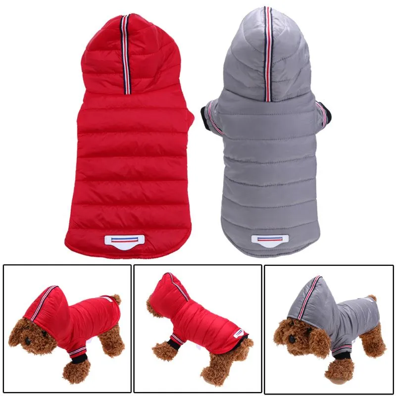 XS-XL秋冬暖かい防水ペット服は、帽子が付いているジャケット犬のコートのパーツの子犬犬の服を着用します。