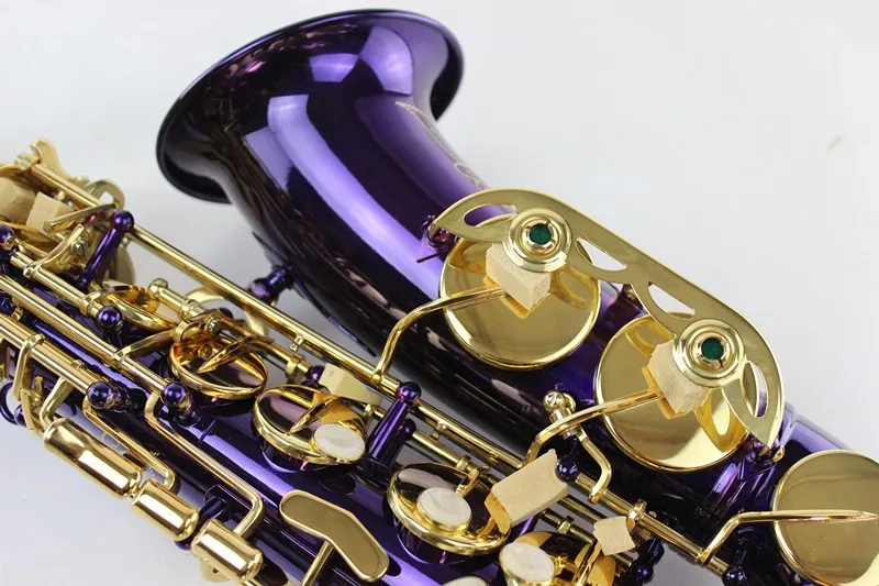 Brand Quality Music Instrument MARGEWATE Alto Eb Saxophone E Flat Unique Purple Body Gold Lacquer Key Sax With Mouthpiece