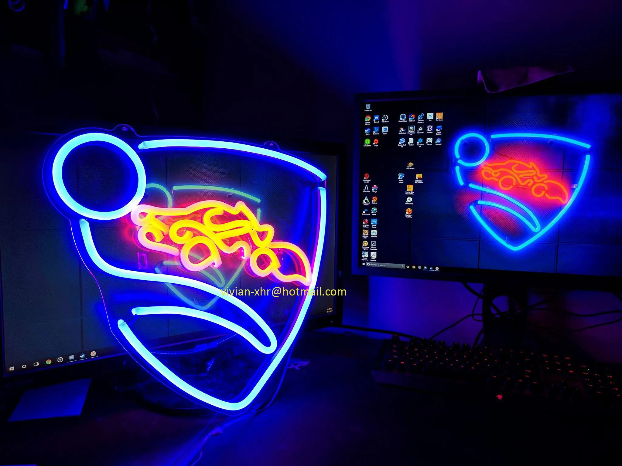 Günstiges, tragbares, individuelles LED-Flex-Neonbeleuchtungsschild Rocket League-Logo, große Neonglühlampe, Röhrenschildstreifen für Rooms302t