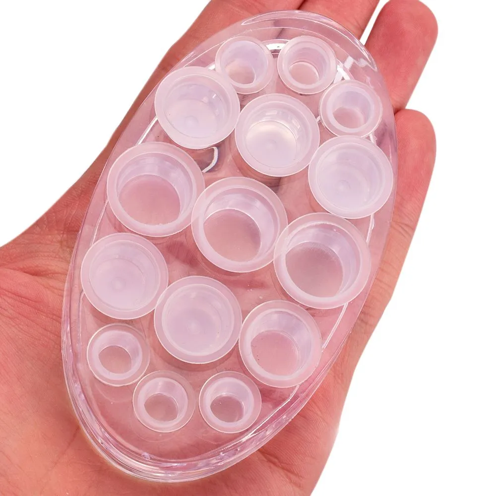 Oval Clear Acrylic Pigment Cup Cap Rack Permanent Tattoo Ink Cup Holder Stand 15 Holes Tattoo Accessories