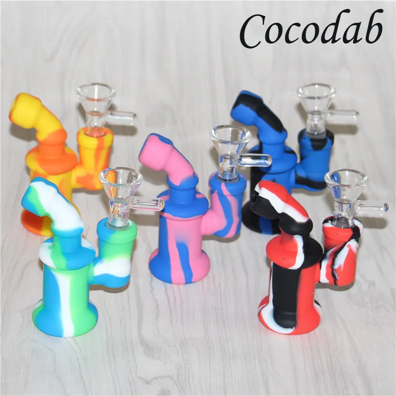 Gros Narguilé Mini Silicone barboteur Rig silicone pipes à fumer Main Cuillère Pipe Bongs huile dab rigs avec bol de filtre en verre gratuit DHL