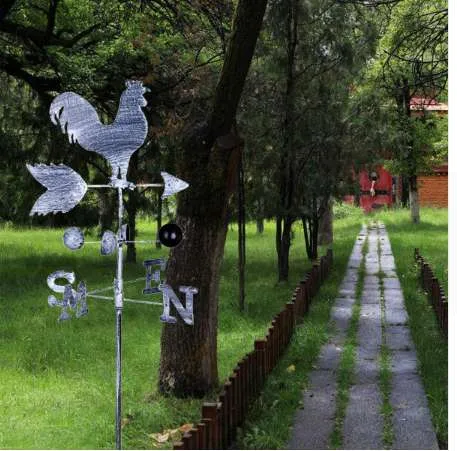 120cm Vintage Rooster Weather Vane Metal Iron Wind Speed Spinner Direction Indicator Garden Ornament Decoration Patio Yard