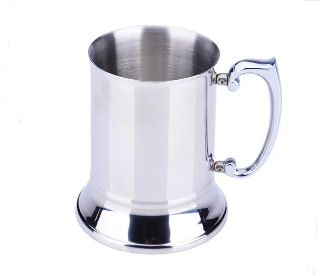 16 ounce dubbelvägg rostfritt stål tankard, öl rån, hög kvalitet, spegel finish sn1383