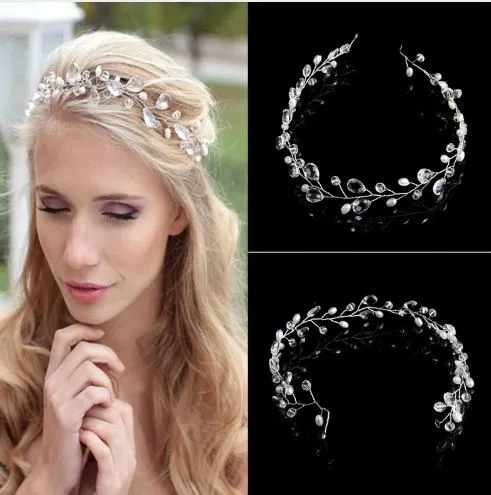 Nuovi accessori per capelli da sposa Clip Vintage Faux Crystal Pearl Tiara Drop Bridal Hairband Flower Hairpin Clips