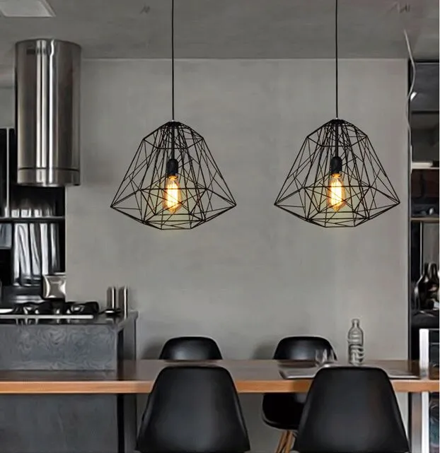 Lampadario a sospensione in stile industriale nordico vintage alveare con gabbia in metallo, lampada a sospensione a soppalco da bar per soggiorno