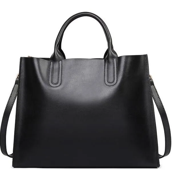 New fashion genuine leather tote black free shipping