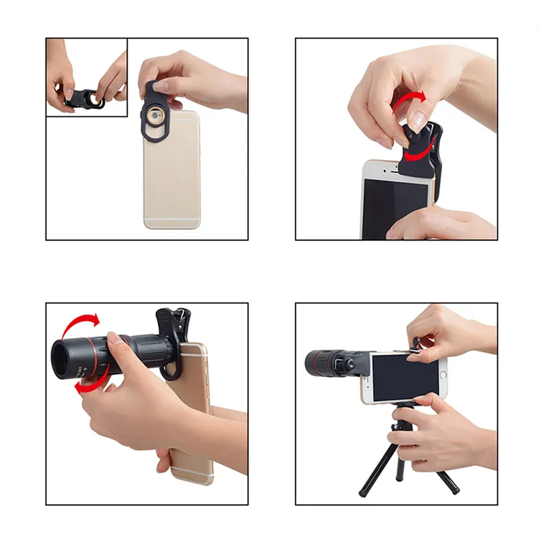 Télescope universel 18X grossissement Zoom monoculaires de téléphone portable objectif de caméra Telepo avec trépied à pince pour iPhone pour Samsung Xiao7062260