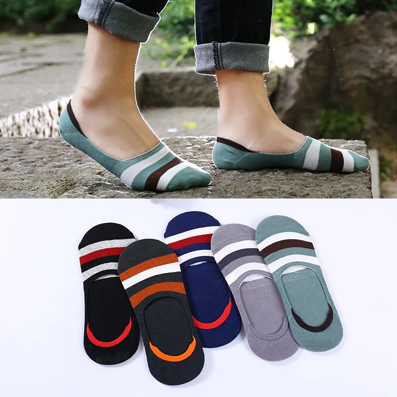 socks ship ankle cotton Polyester simple strip anti slip Silicone invisible for men man male boy 36-44 free size