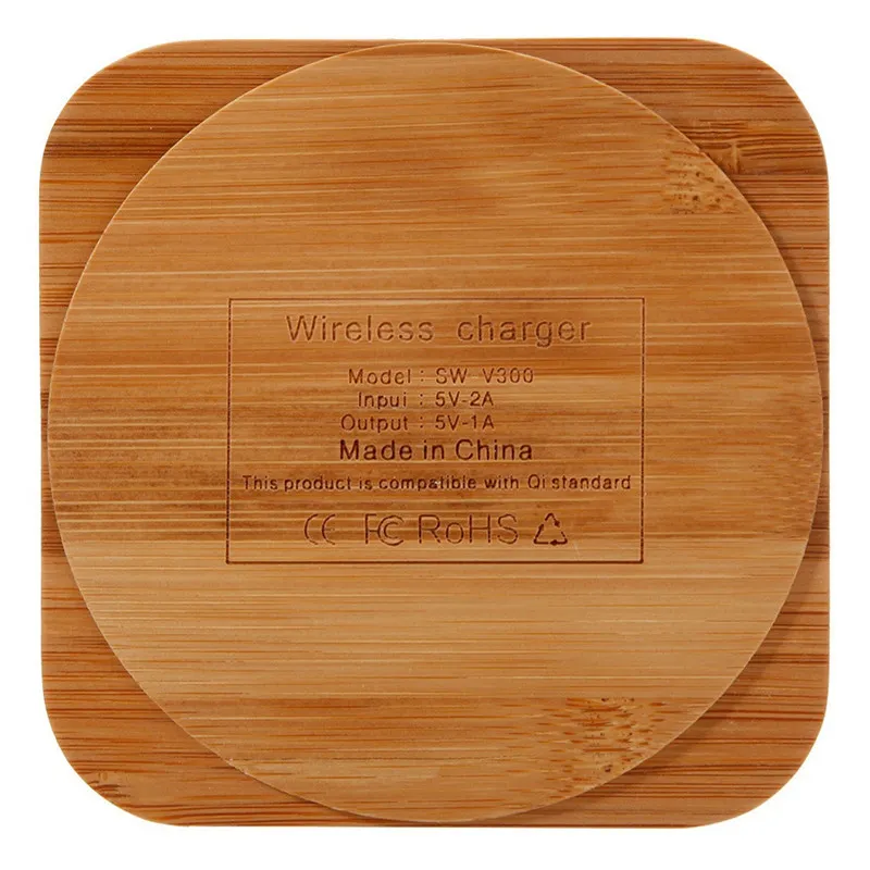 Qi Wireless Charger Bamboo TROE TRÅRESSRESS THE LARGER TIRLESS LADDING FÖR IPHONE SAMSUNG LG Alla Qiabled -enheter DHL8818780