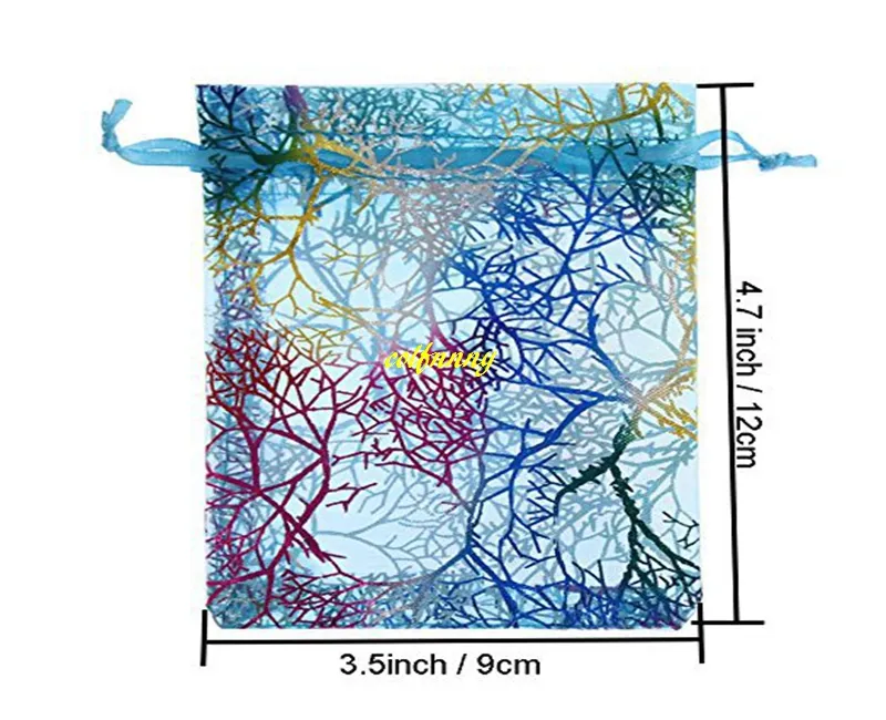 100 шт./лот Бесплатная доставка 7*9 см 9*12 10*15 см 13x18 17*23 20*30 см позолота коралловые органзы шнурок мешок конфеты ювелирные изделия сумка свадебный подарок сумка