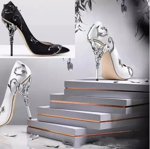 Süs telligre, doğusal olarak doğururken, topuk beyaz kadınlar düğün ayakkabıları şık saten stiletto topuklar Eden pompalar Bridal305n