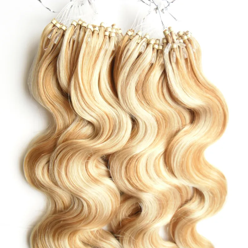 Kleur van P27613 Virgin Malaysian Body Wave-haar Loop Micro-ringhaar 200 g 100 menselijke microkralen Links Machinegemaakt Remy-haar Exte8252896