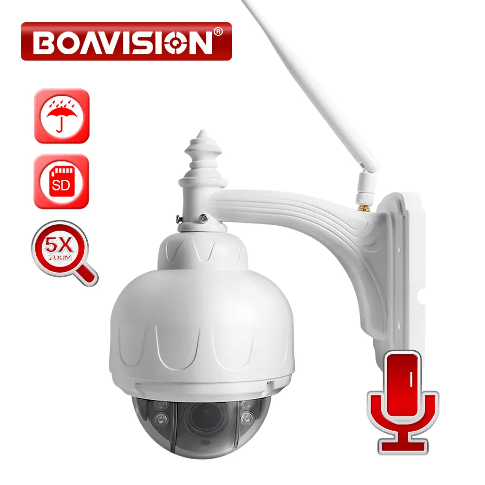Boavision Draadloze IP-speed Dome Camera WIFI HD 1080P 960P PTZ Outdoor Security CCTV 2.7-13.5mm Autofocus 5X Zoom SD-kaart ONVIF