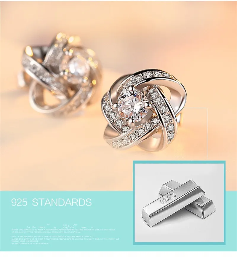Luxus weibliche Ohrring echte 925 Sterling Silber Diamonique Cz Verlobung Hochzeit Ohrstecker für Frauen Geschenk