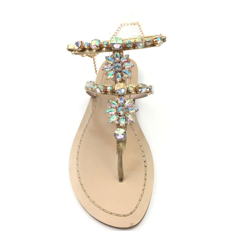 2022 Moda Luxo Rhinestone Crystal Summer Beach Sapatos femininos Sandálias Designer Flip Flip para chinelos Sapatos de casamento Bride3596326