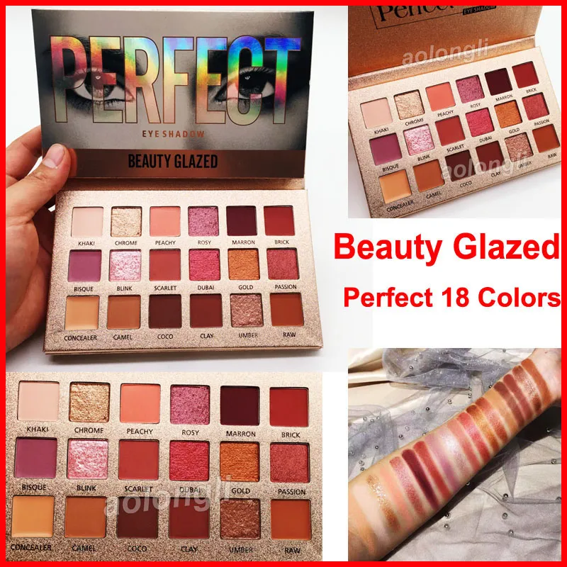 Beauty Glazed 18 couleurs palette de fard à paupières maquillage ombre à paupières parfait miroitant ombre à paupières hautement pigmentée or rose nouvelle palette nue cosmétiques mélangables DHL gratuit