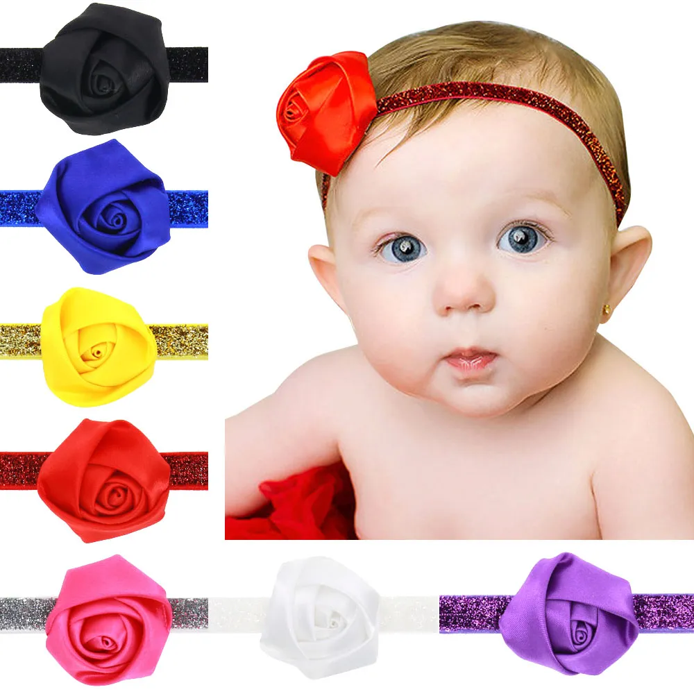 Fitas para o Cabelo Baby Girl Rose Headband For Kids de Crianças Acessórios de cabelo 7 Flor Cor Headwear New Hot Summer 2020, com 14PCS H162