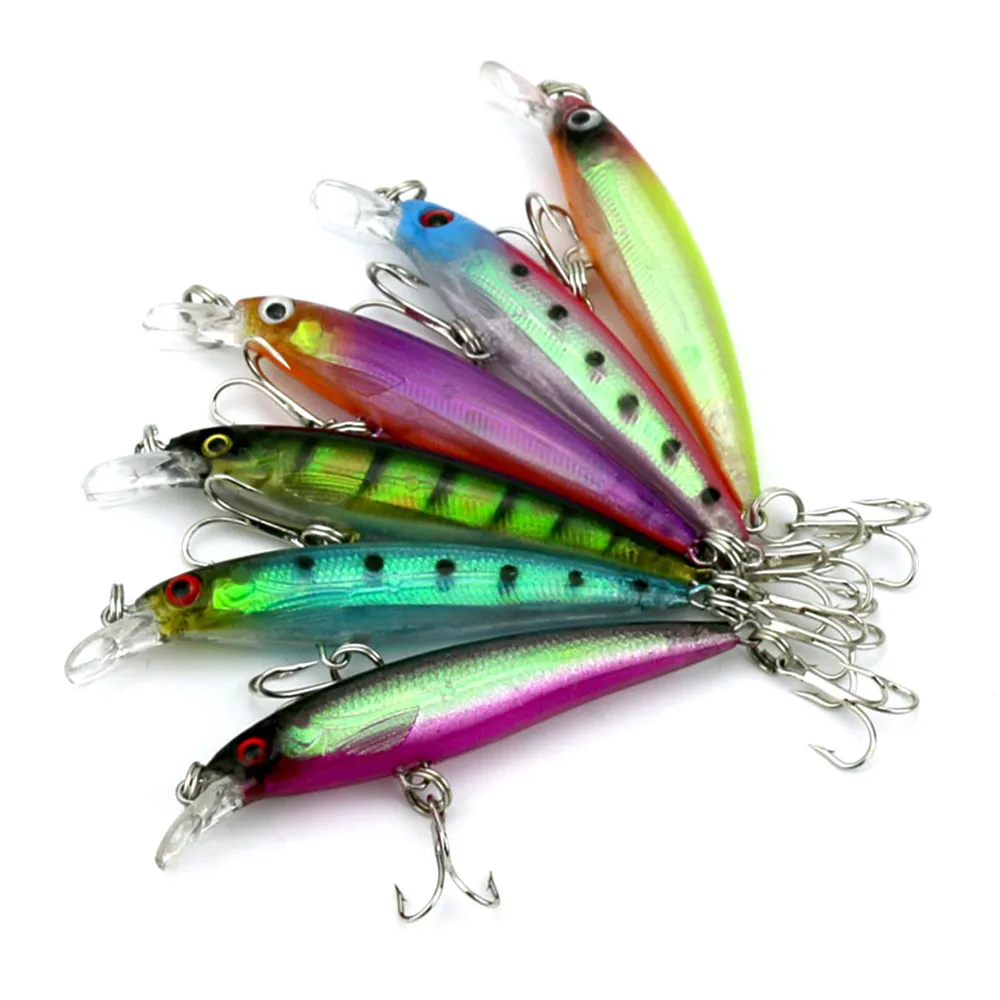 Nieuwe aankomst 6 kleuren 8 cm / 6G transparante laser minnow vissen lokt, vissen hard aas, 60 stks / partij, gratis verzending