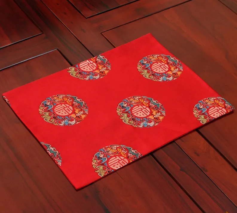 Rectangle Chinois Soie Vintage Placemat Table Plaque Tapis Décoratif Mode Simple Table À Manger Tapis Palettes Sous-Verres Mats 40x32 cm