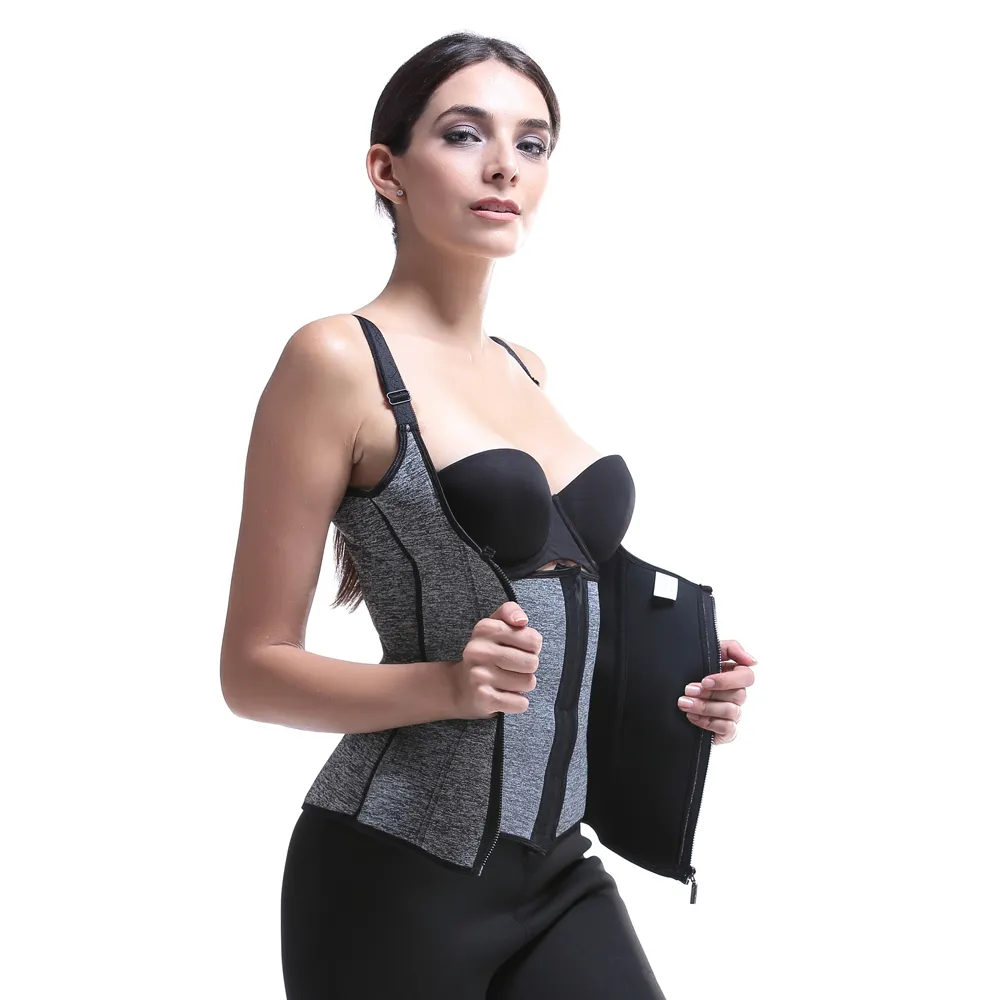 Neoprene Metal zipper Double Control Waist Trainer Corset Body Shaper Tummy Fat Burning for Hourglass Sweat Sauna Trainer Slimming Belt