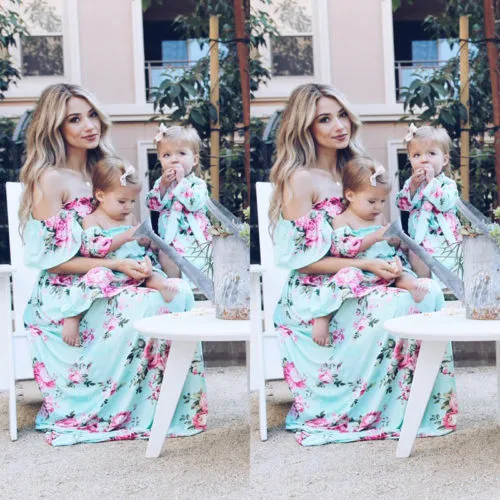 Fashion Mother And Daughter Casual Bohemian Formal Maxi Dress Mommy Daughter Matching Outfits Fashion Baby Clothing